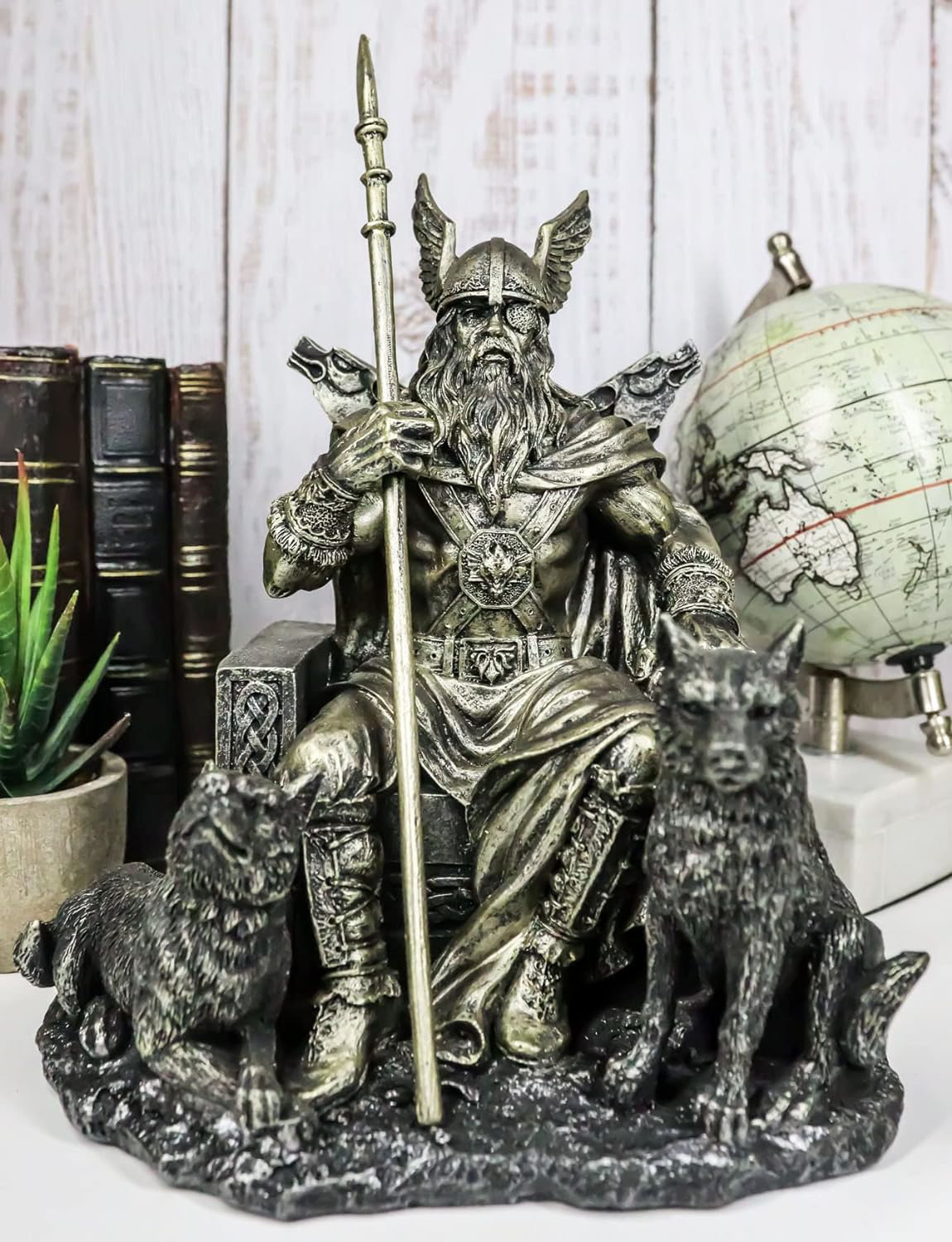 Decorative Viking Norse Mythology Odin Sitting On Throne Figurine Statue Décor