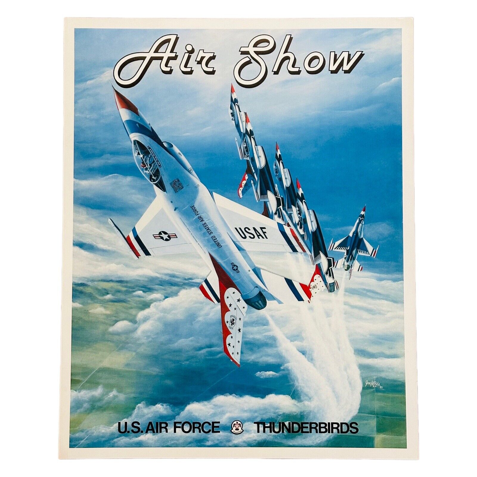 Vintage 1983 USAF THUNDERBIRDS AIR SHOW Poster F-16A Fighting Falcon Joe M. Pyle