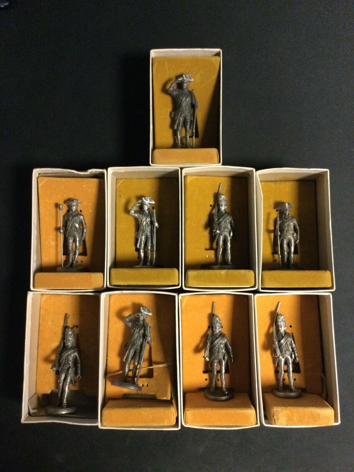 (9) MILITARY MINIATURES International Silver Company Mini Figures PEWTER Dupes 