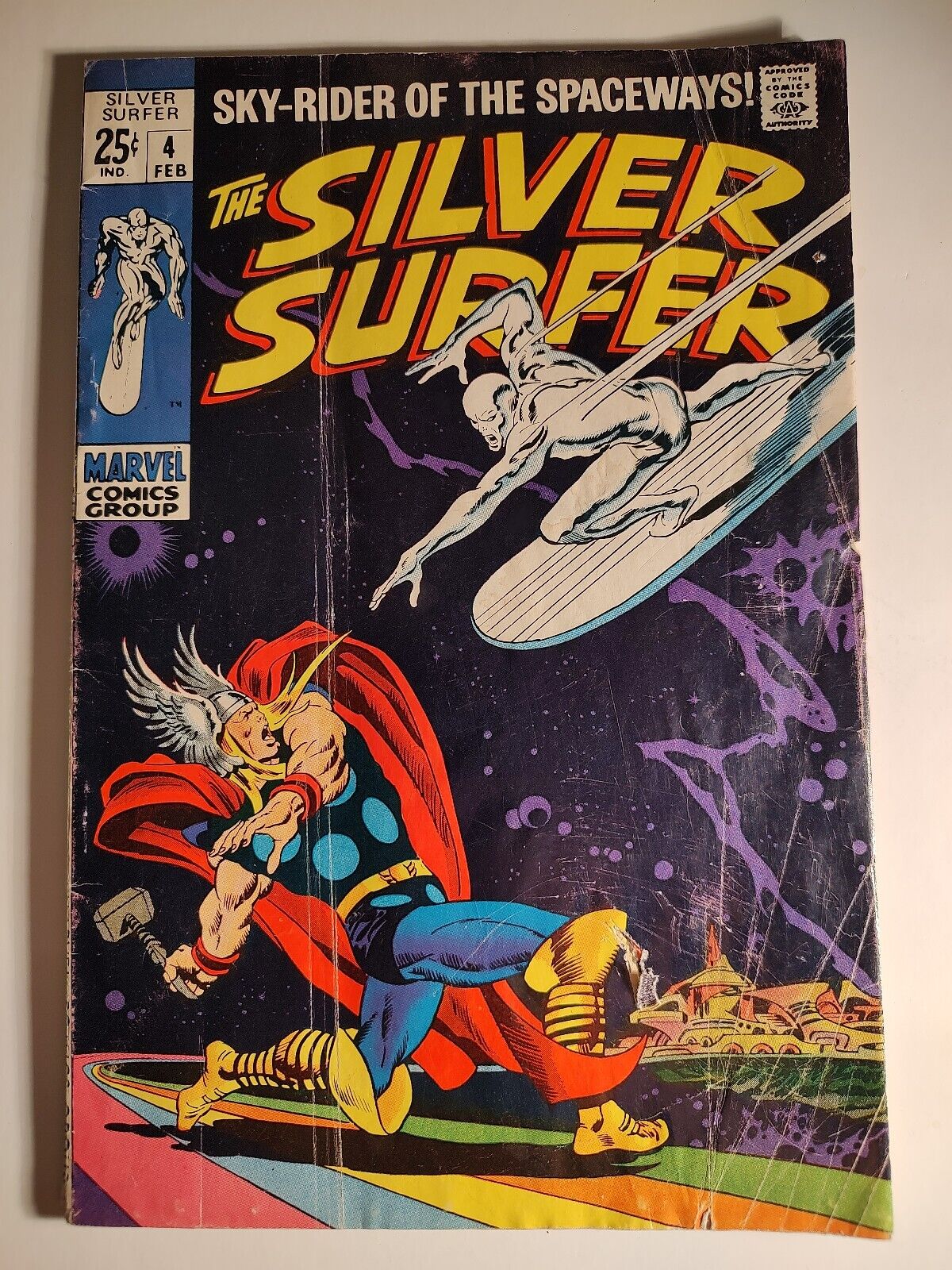 Silver Surfer #4, Est. GD/2.0, Classic, Iconic Kirby Thor Battle Cover, MCU Spec