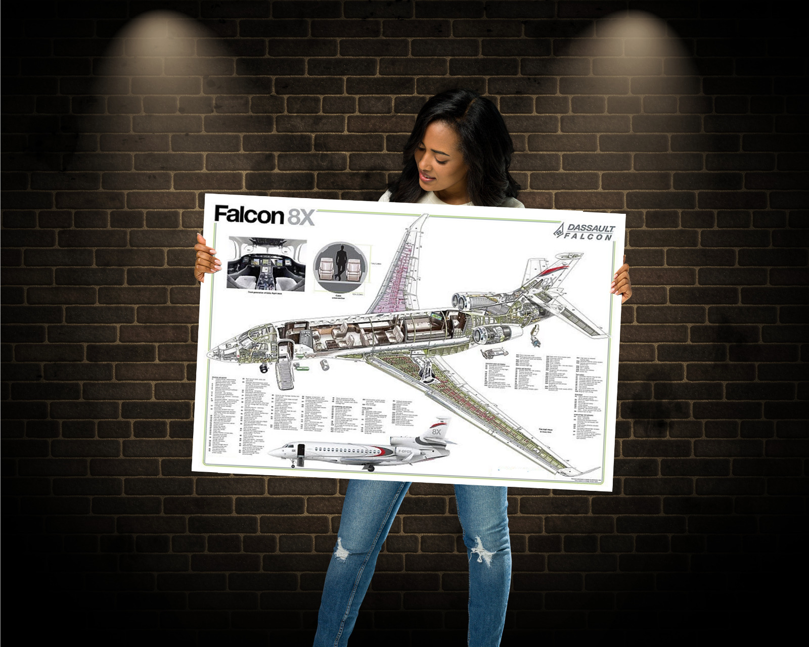 Dassault Falcon 8X cutaway poster  24\