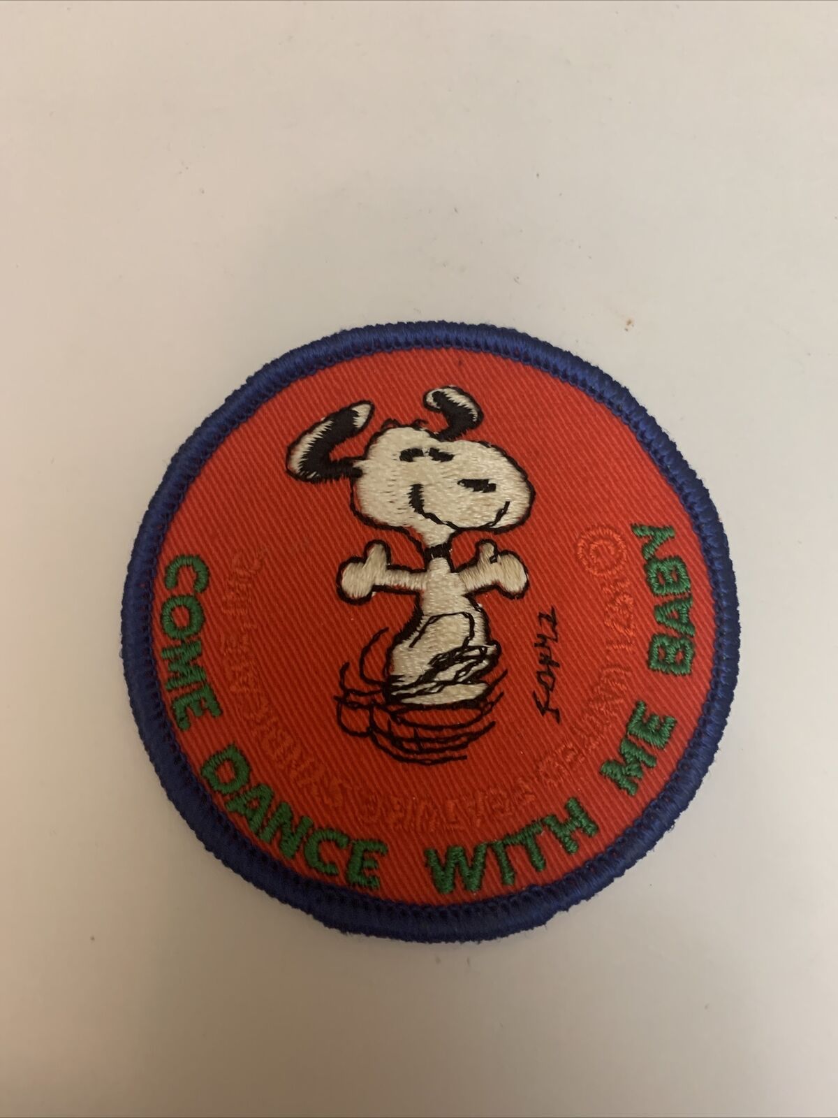Vintage 1971 SNOOPY PATCH. COME DANCE WITH ME BABY. NEW VINTAGE SNOOPY PATCH.
