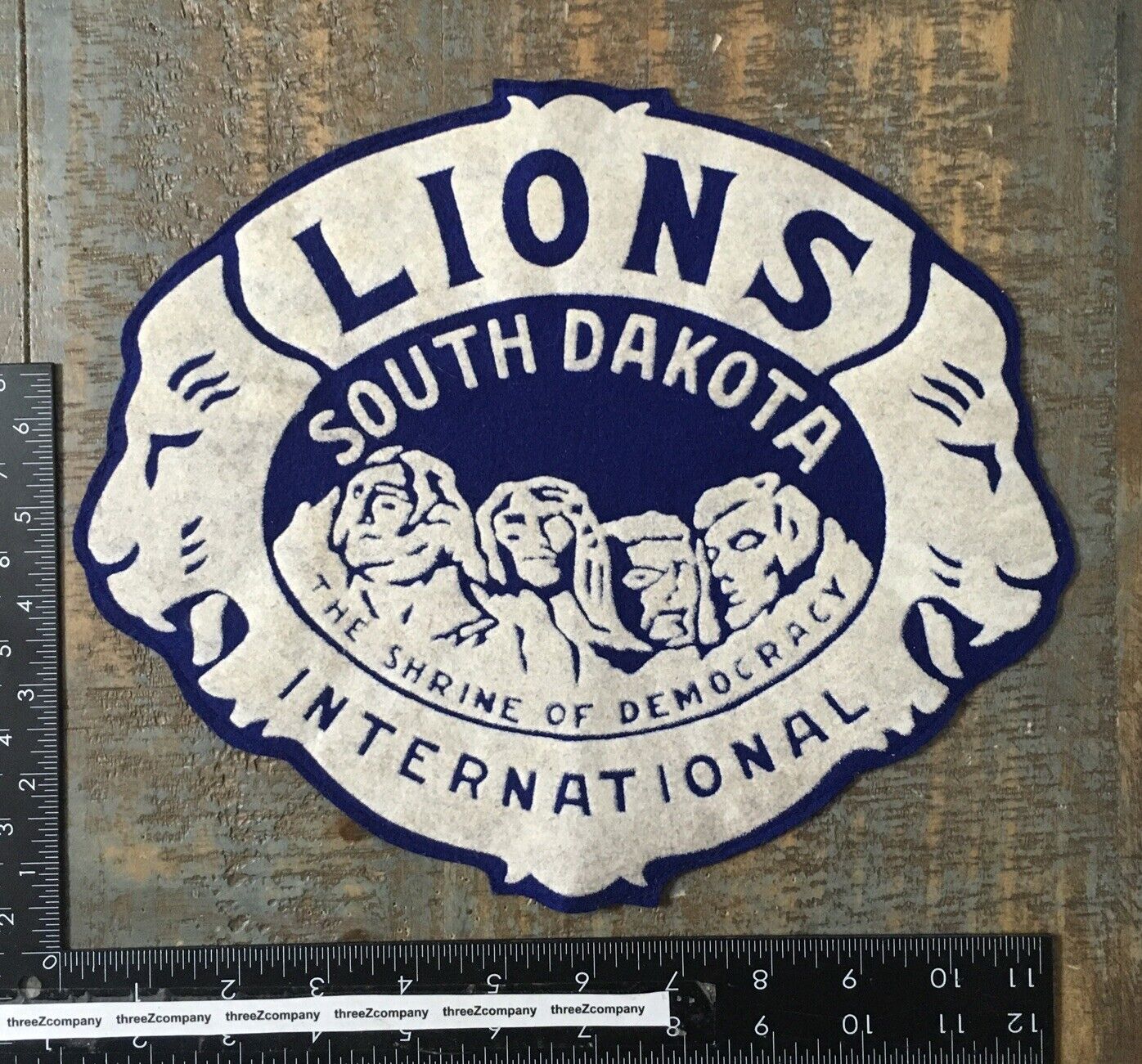 Vintage Lions Club International South Dakota Huge Back Jacket Patch 1950's Felt