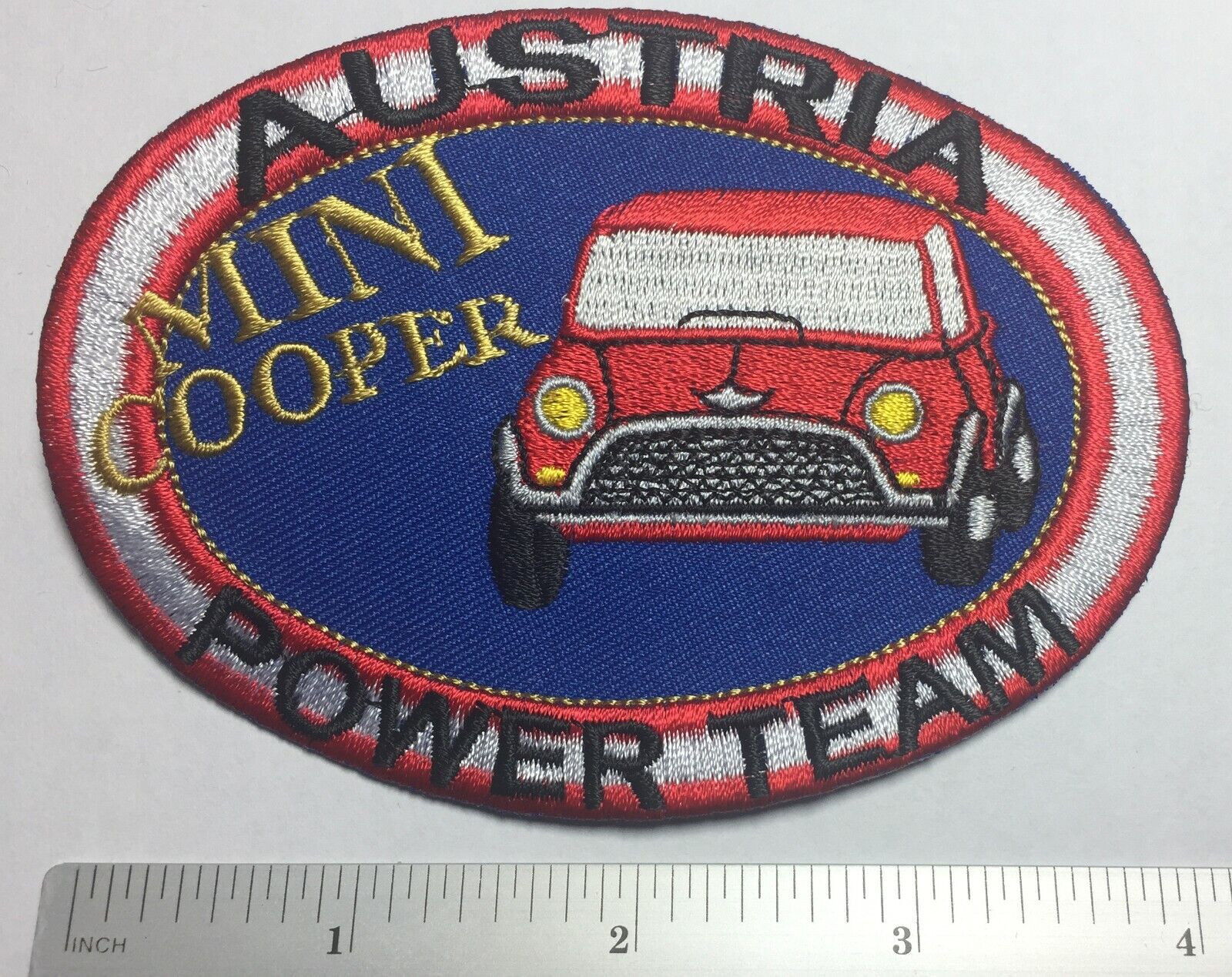 Vintage Austria Mini Cooper Power Team Embroidered Patch, Austrian