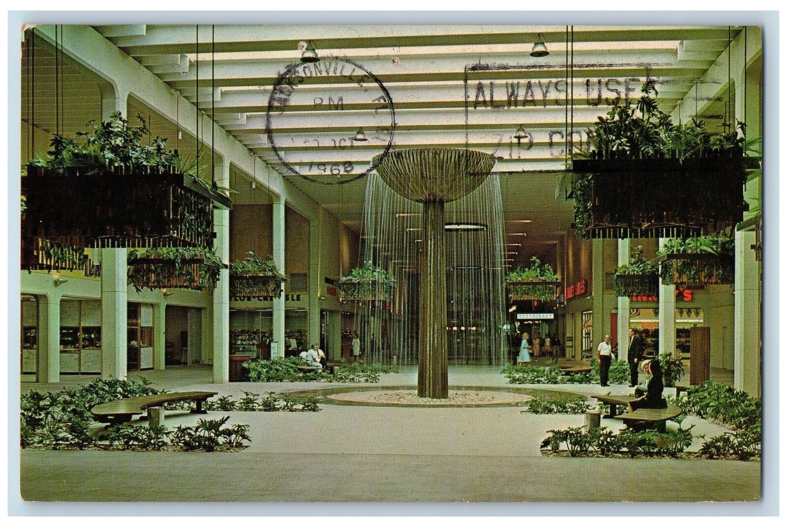 1968 Winter Park Florida Interior New Winter Park Mall Shopping Center Postcard
