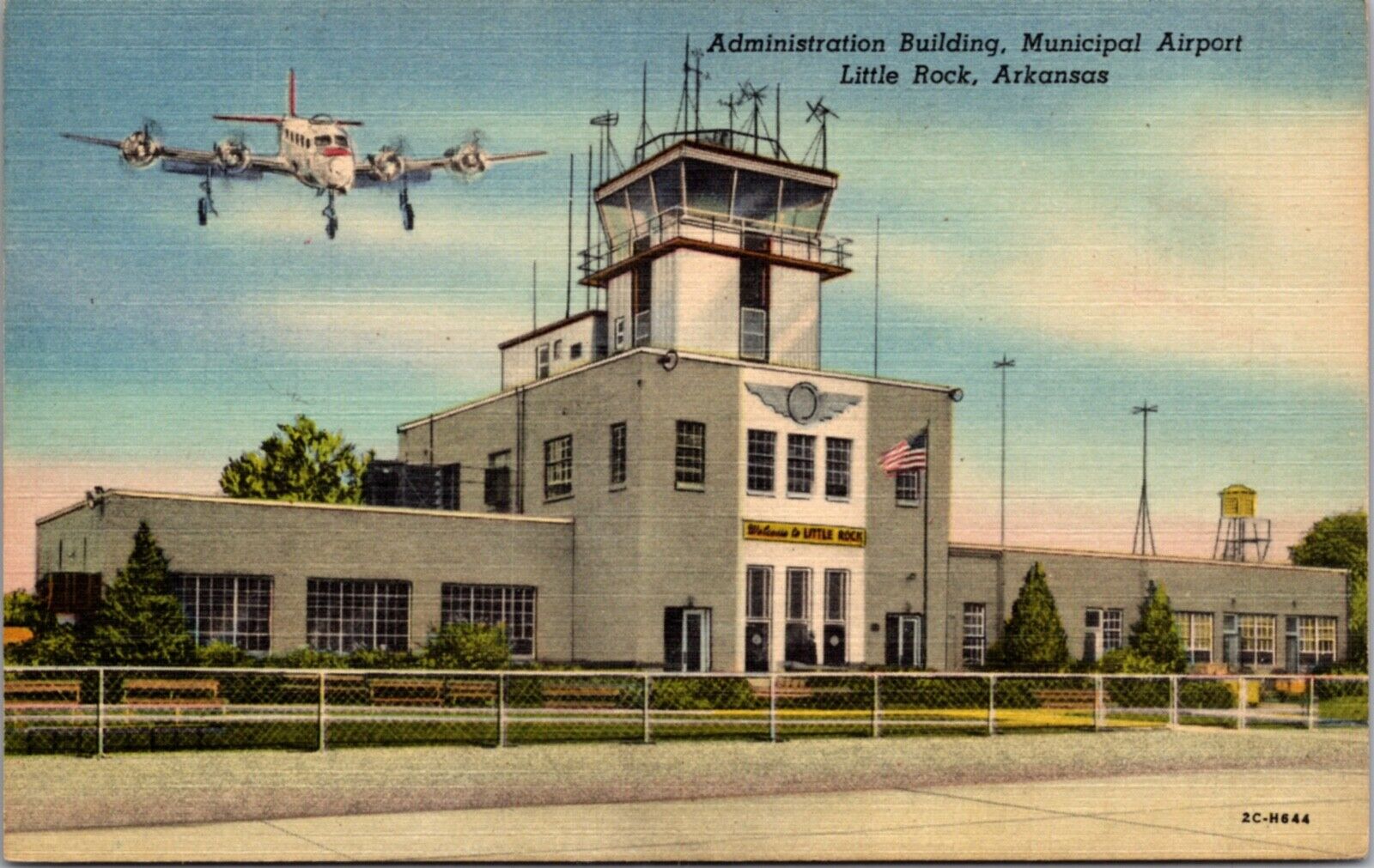 Linen Postcard Administration Building Municipal Airport Little Rock, Arkansas
