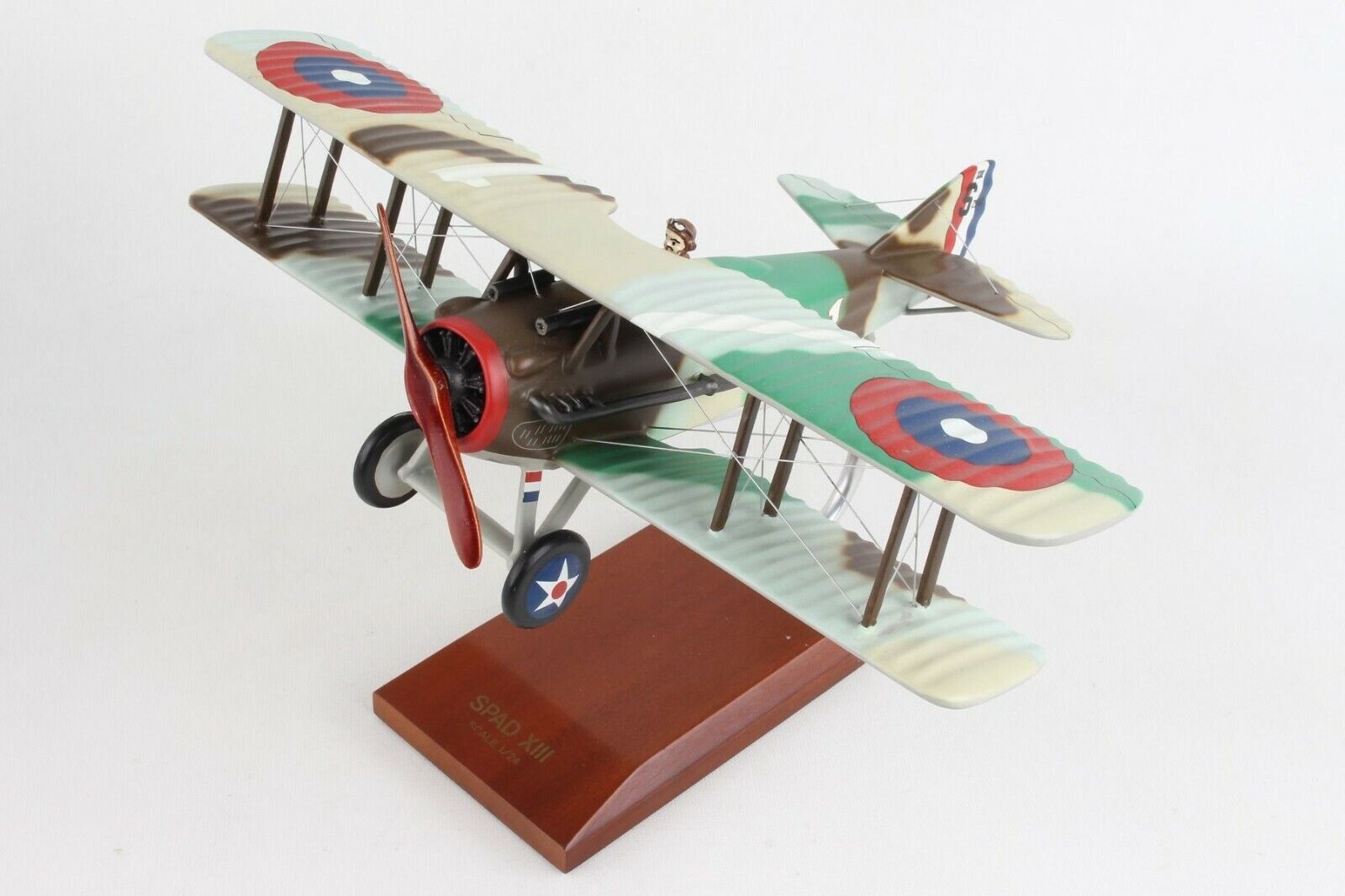 US Army SPAD XIII Fighter Plane Desk Top Display WWI Model 1/24 ES Airplane New