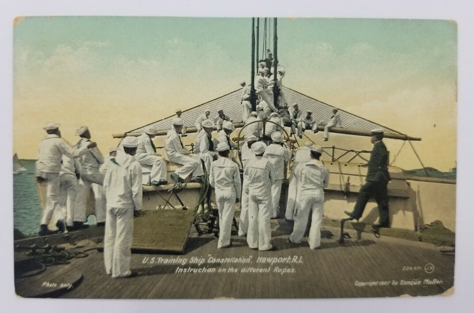 U.S.S.Constellation July 1911 Naval Ship Cancel Printed Lithograph Postcard A980
