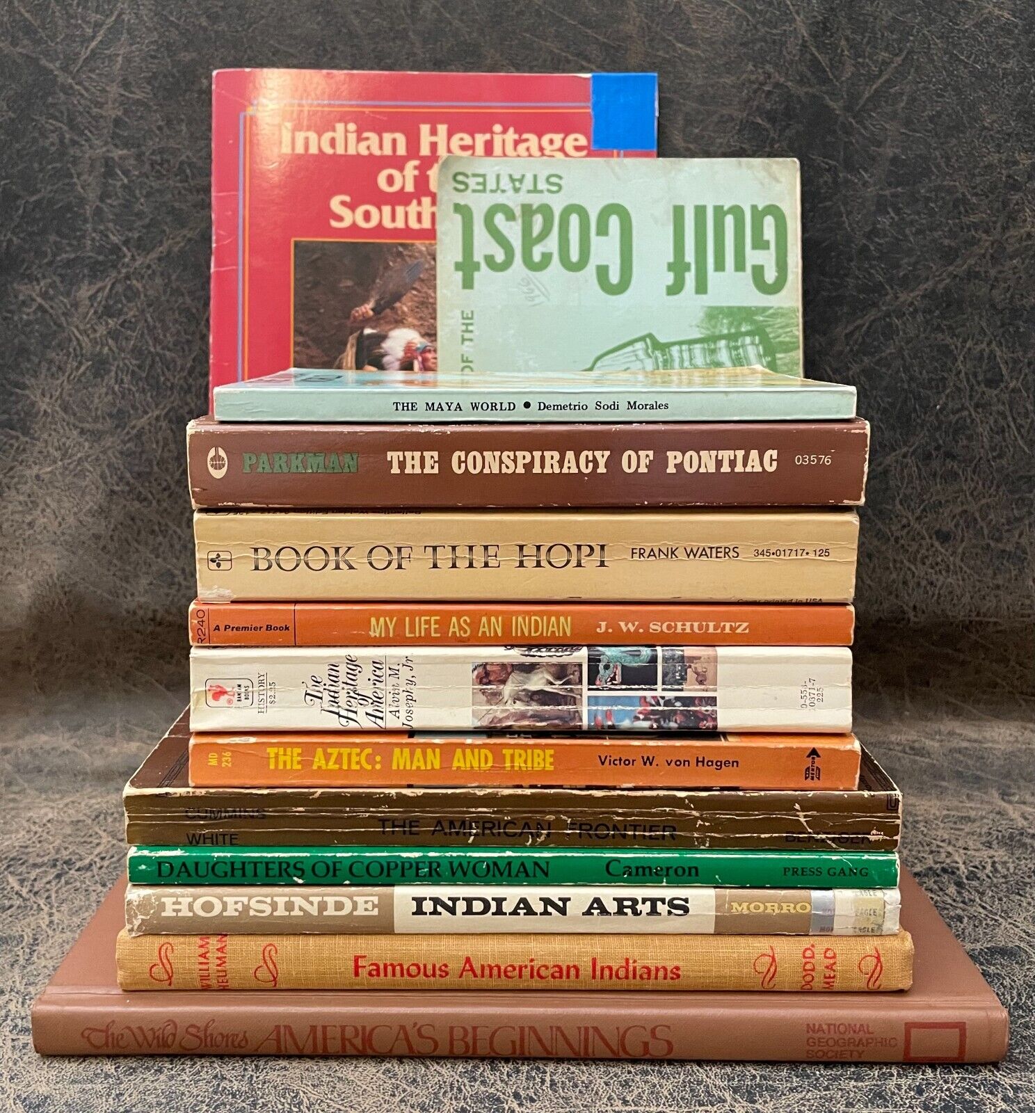 WOW 13 NATIVE AMERICAN BOOKS-INDIAN ARTS-PONTIAC-BOOK O\' THE HOPI & MORE-LOT #Z