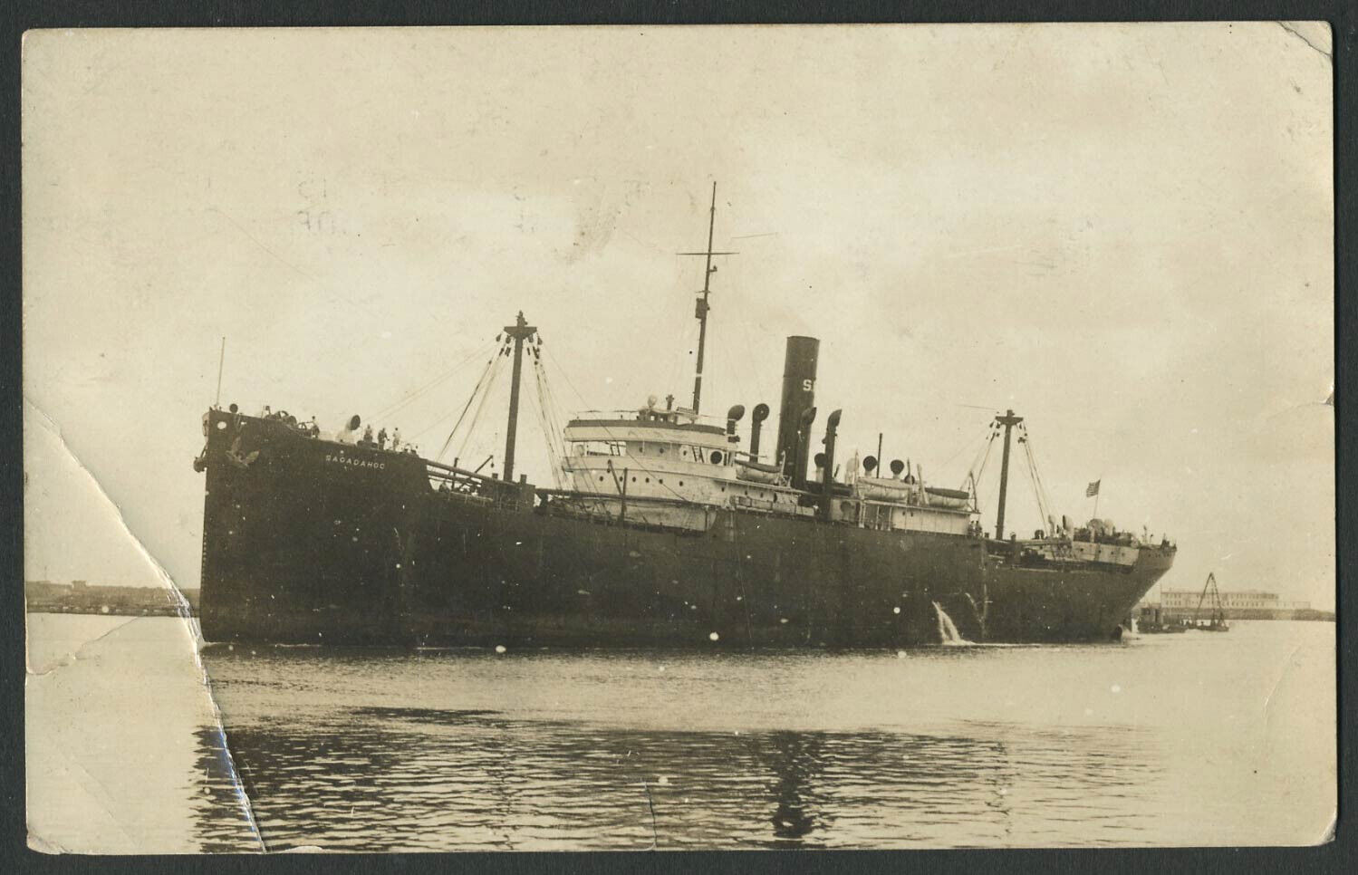 1919 RPPC Photo Postcard SS S.S. SAGADAHOC Crewmember-Sent After Decommissioning