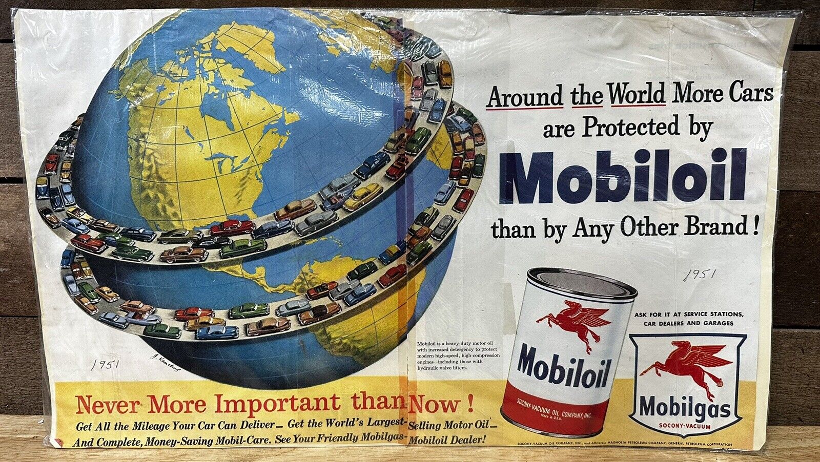 Vintage 1951 Globe Mobil Oil Print Ad