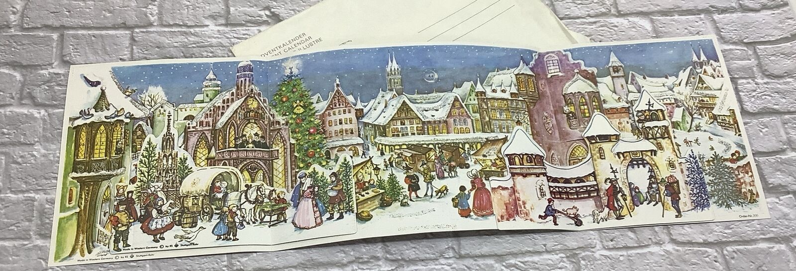 Vintage Stuttgart-Rohr German Pop-Out Paper Advent Calendar, Christmas Village