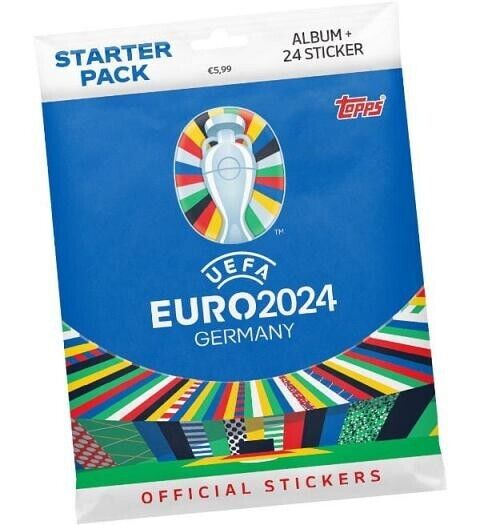 Topps UEFA EURO 2024 Germany Starter Pack: Album + 24 Stickers Original Packaging New