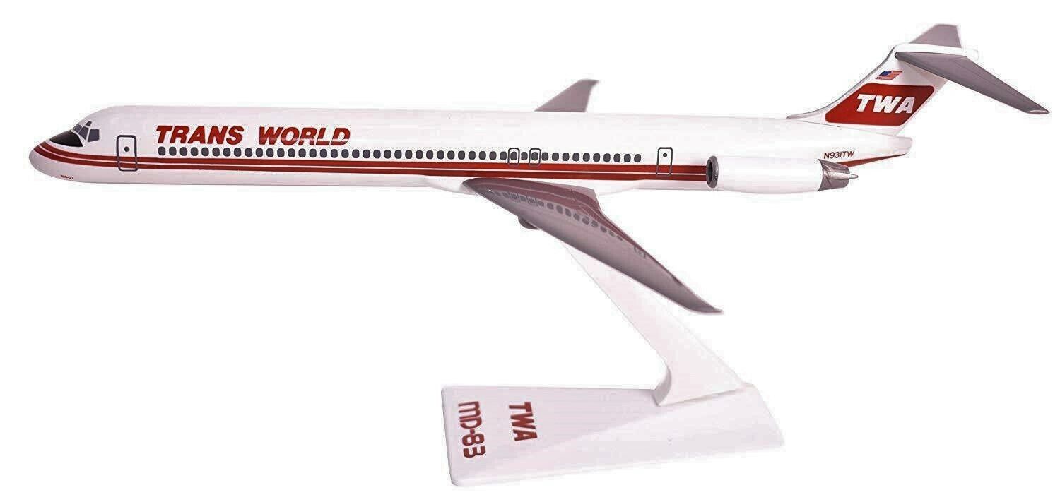 Flight Miniatures TWA Douglas MD-83 Desk Top Display Jet Model 1/200 Airplane