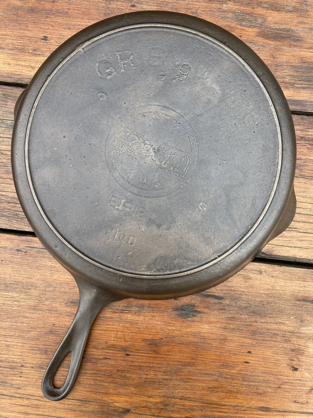 Griswold Cast Iron #9 Slant Logo Erie Skillet with Griswold’s Erie Ghost Marks