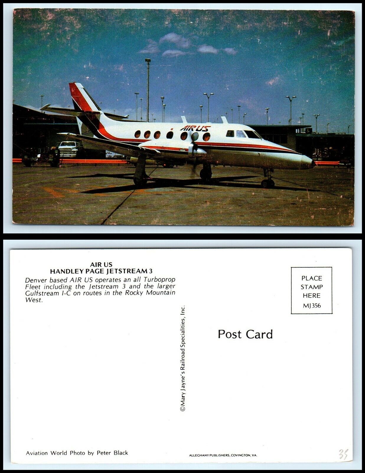 Vintage Postcard - Air US Plane / Airplane - Handley Page Jetstream 3 B11