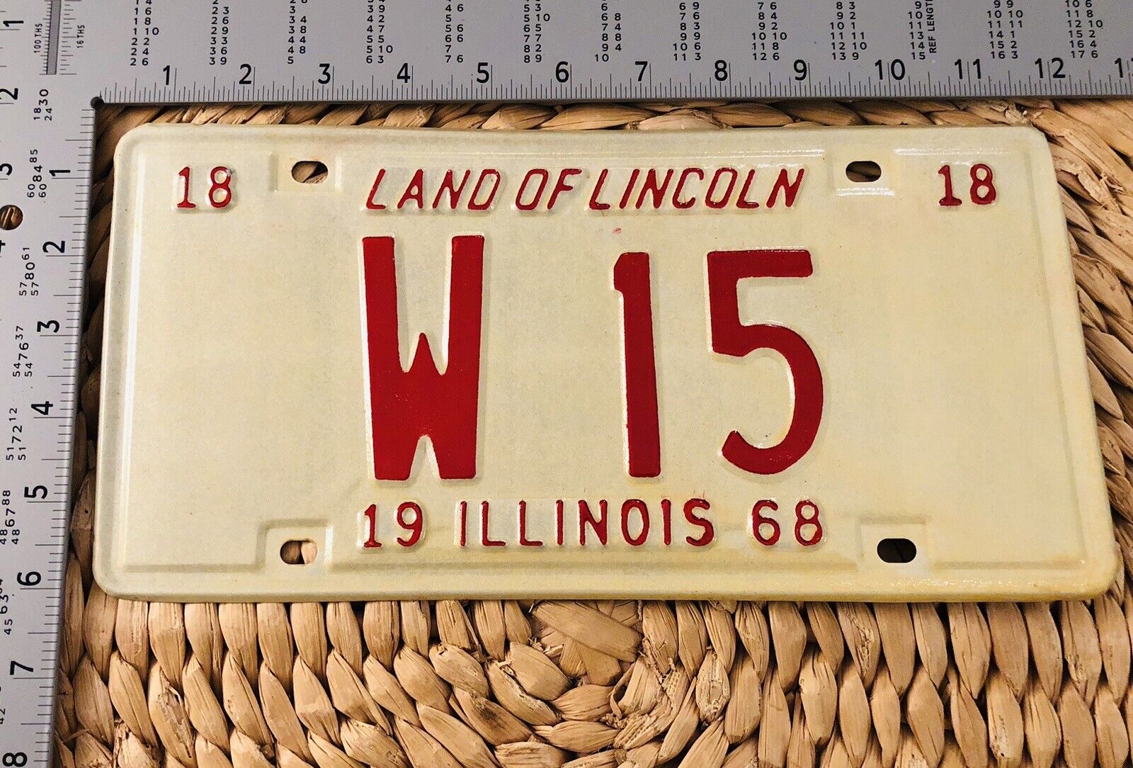 1968 Illinois TRAILER License Plate ALPCA Garage Decor W15 Low Number
