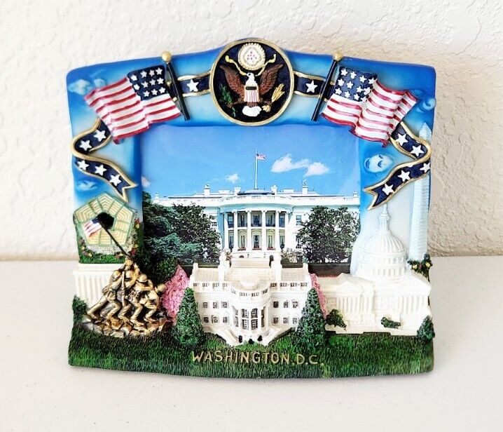 Washington DC 3D Colorful Souvenir Picture Frame, U.S. Capitol, White House, etc