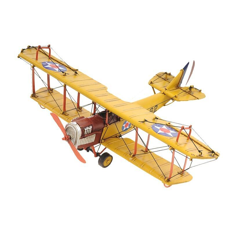 Vintage Collectible 1918 Yellow Curtiss JN-4 1:24 Scale Model Metal Biplane
