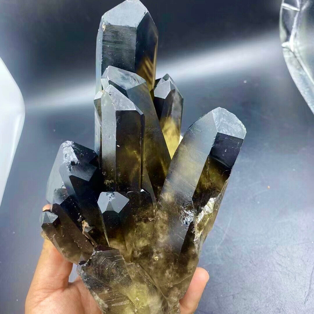 3.16LB A+++Natural black Crystal Himalayan quartz cluster /mineralsls