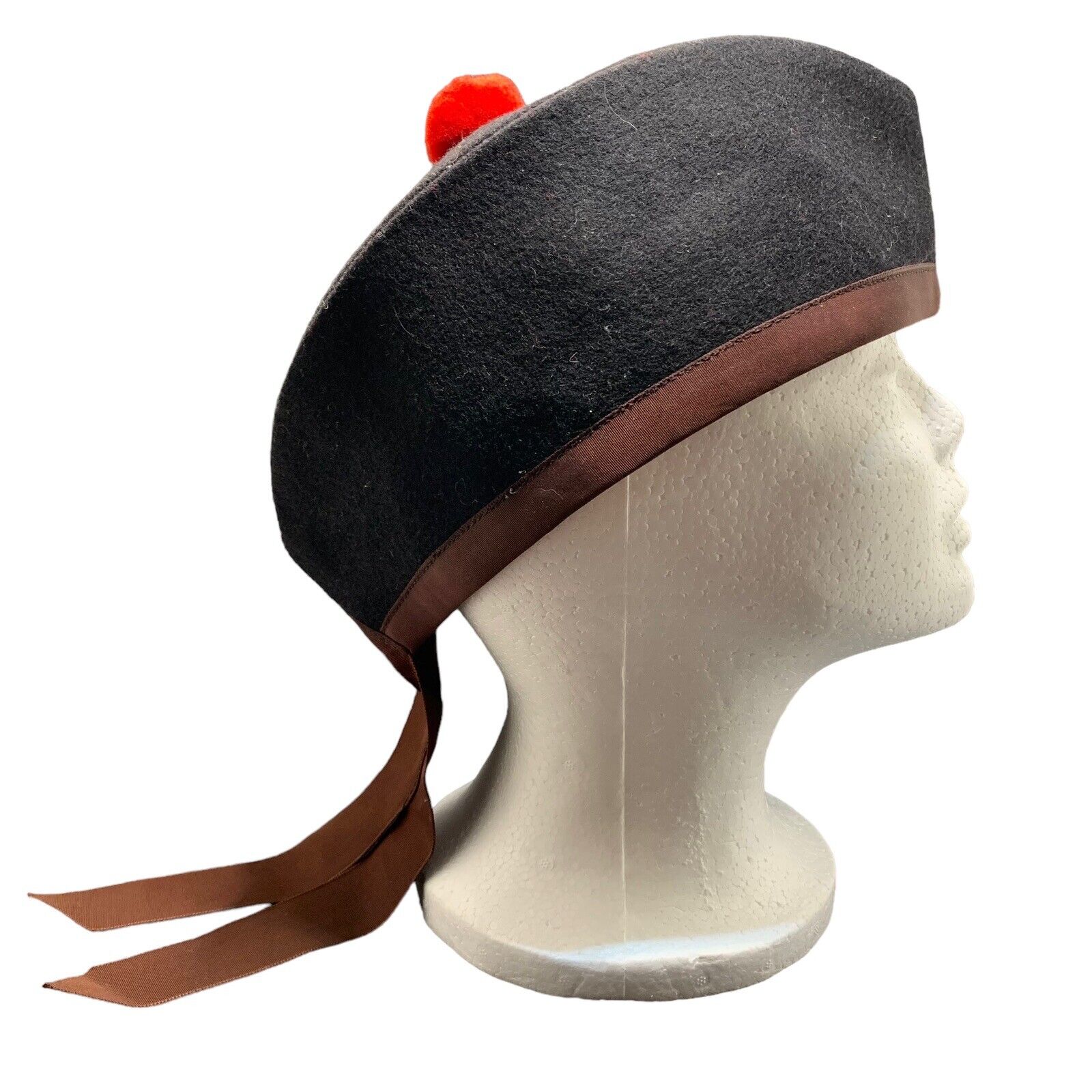 British Scottish Highland Pipers Black Glengarry Cap Hat