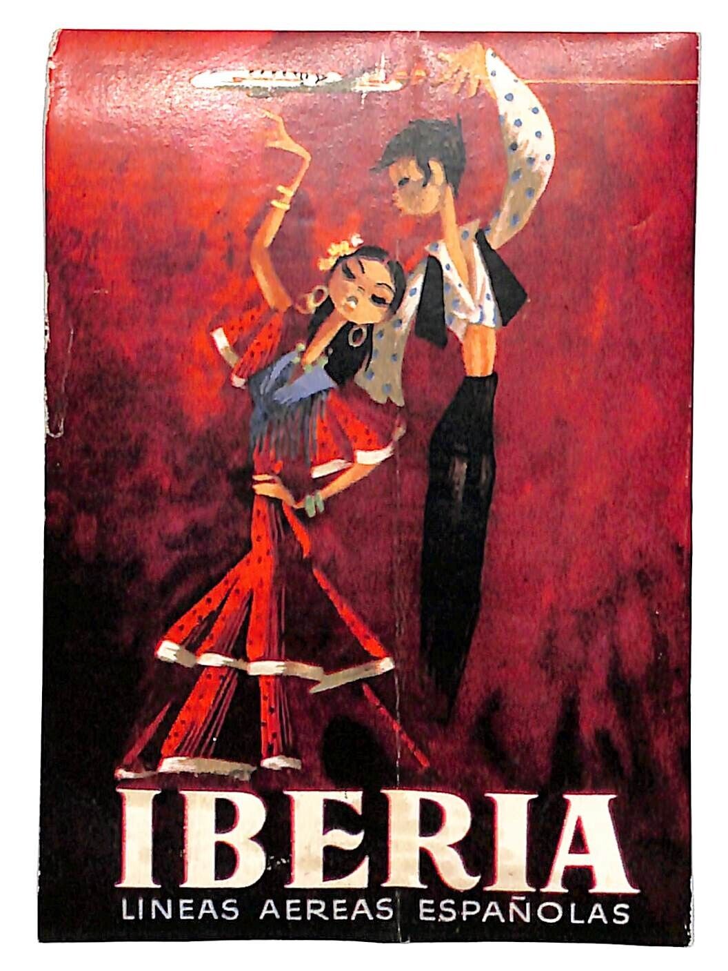 Iberia Lineas Aereas Easpanolas Airline Luggage Label Flamenco Dancers c1950's