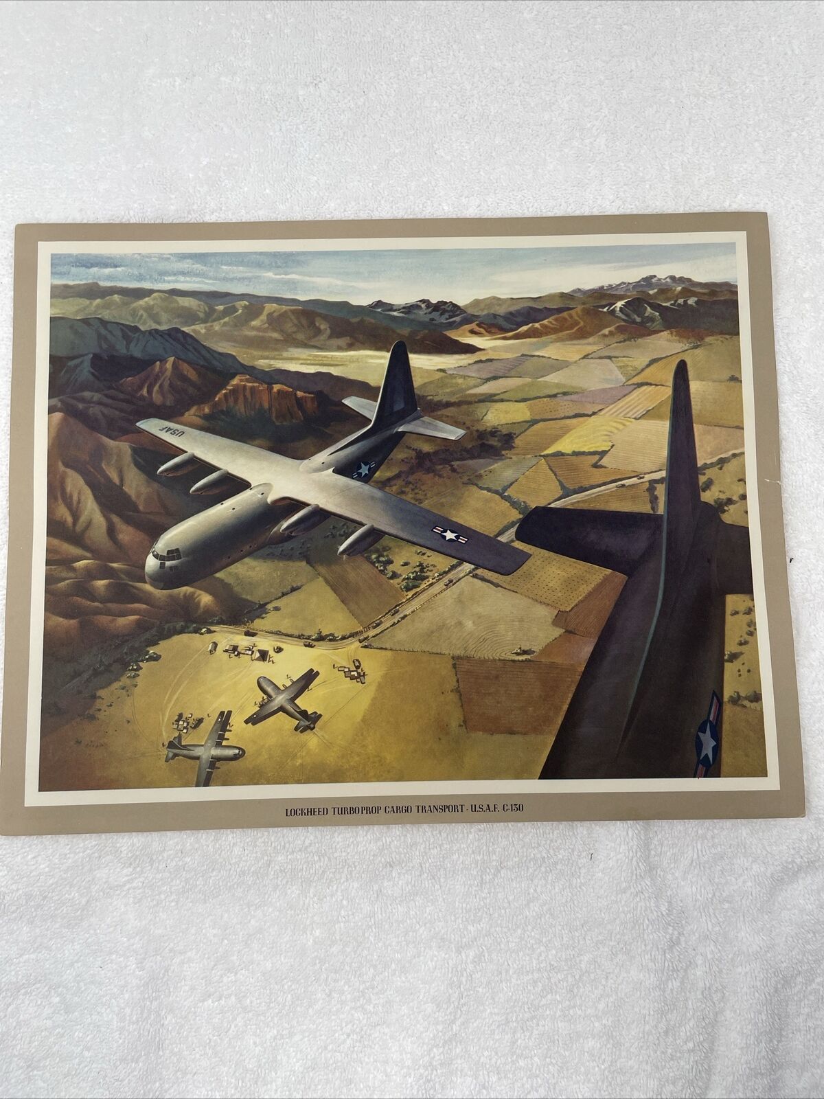 Lockheed Turbo Prop USAF. C-130 Cargo Transport Vintage Print 14”x11”