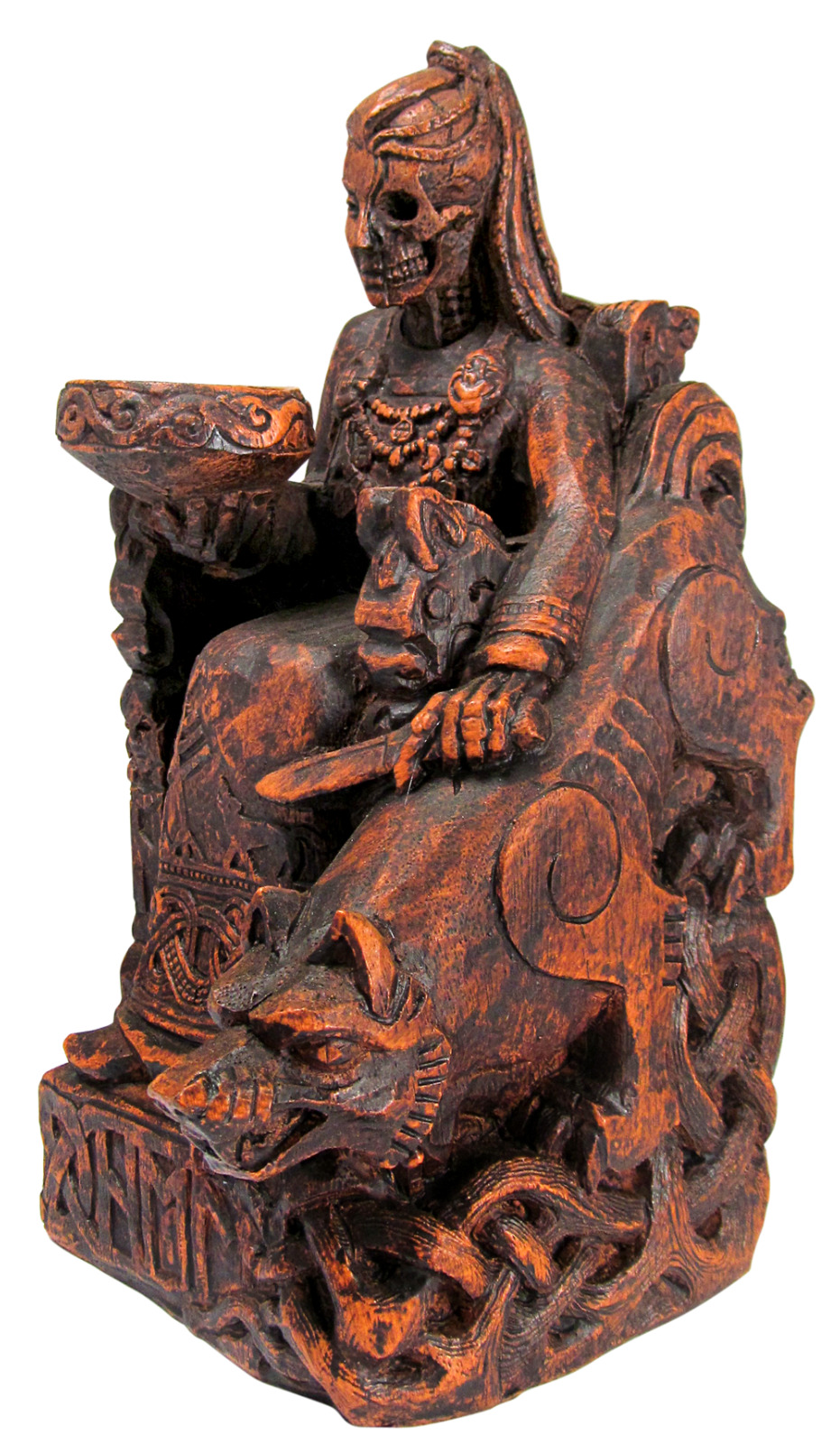 Seated Hel Statue Norse Goddess of Underworld - Viking Asatru Rune Dryad Design