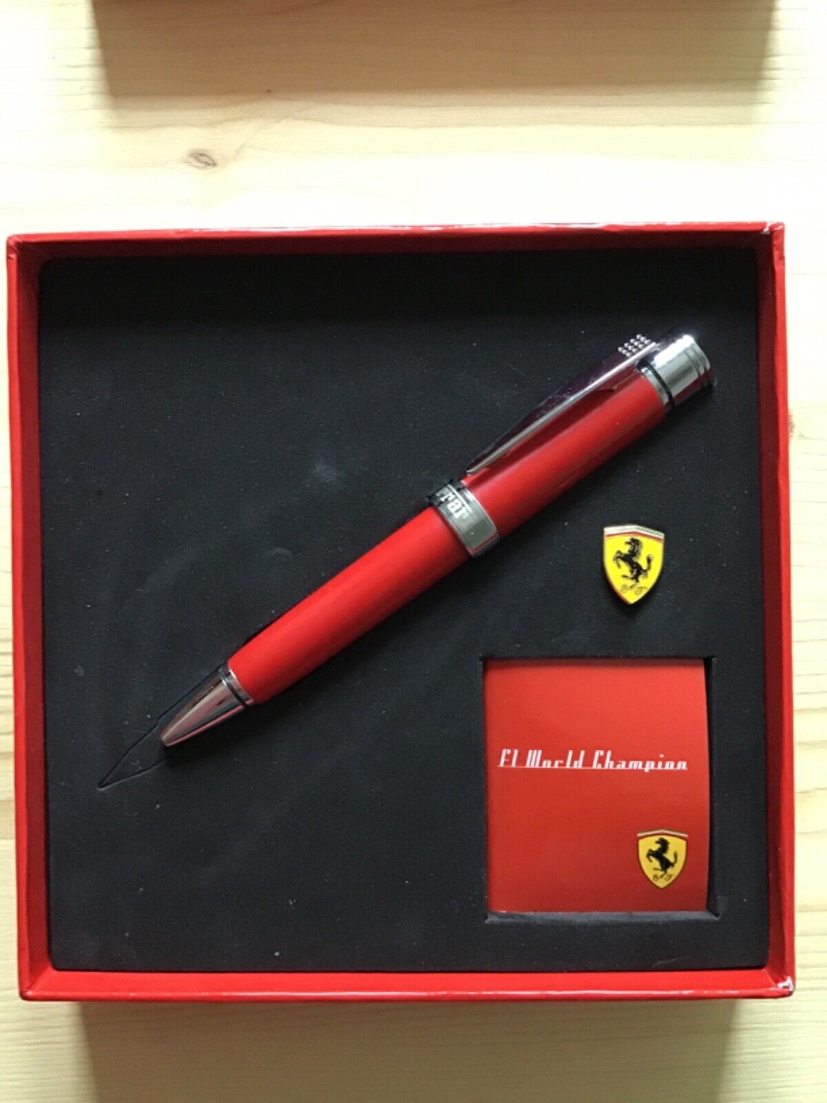 Vintage Ferrari Ballpoint Pen “rare” + extra Ferrari Emblem Lapel Pin by Artena