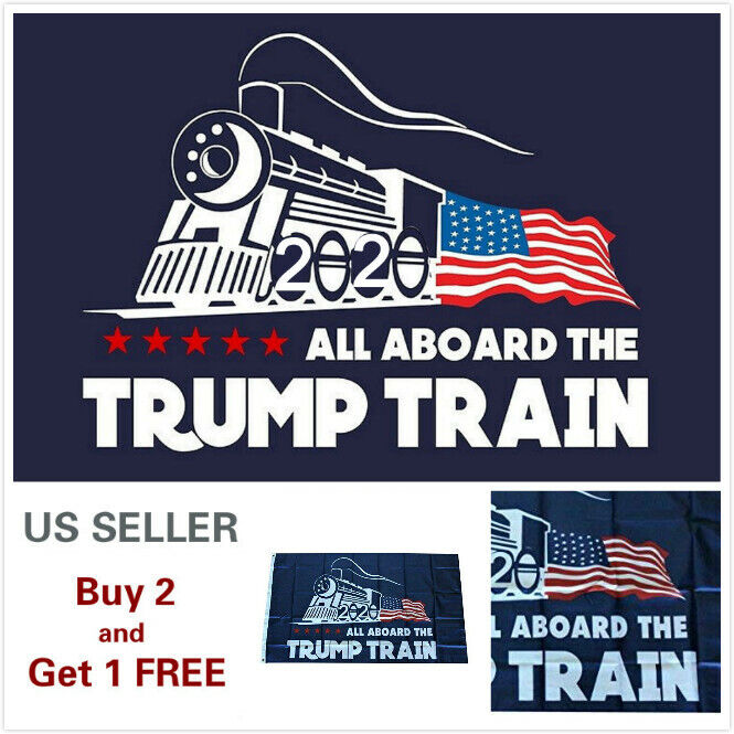 3x5 Ft Trump All Board the Trump Train President Donald MAGA Flag US Train