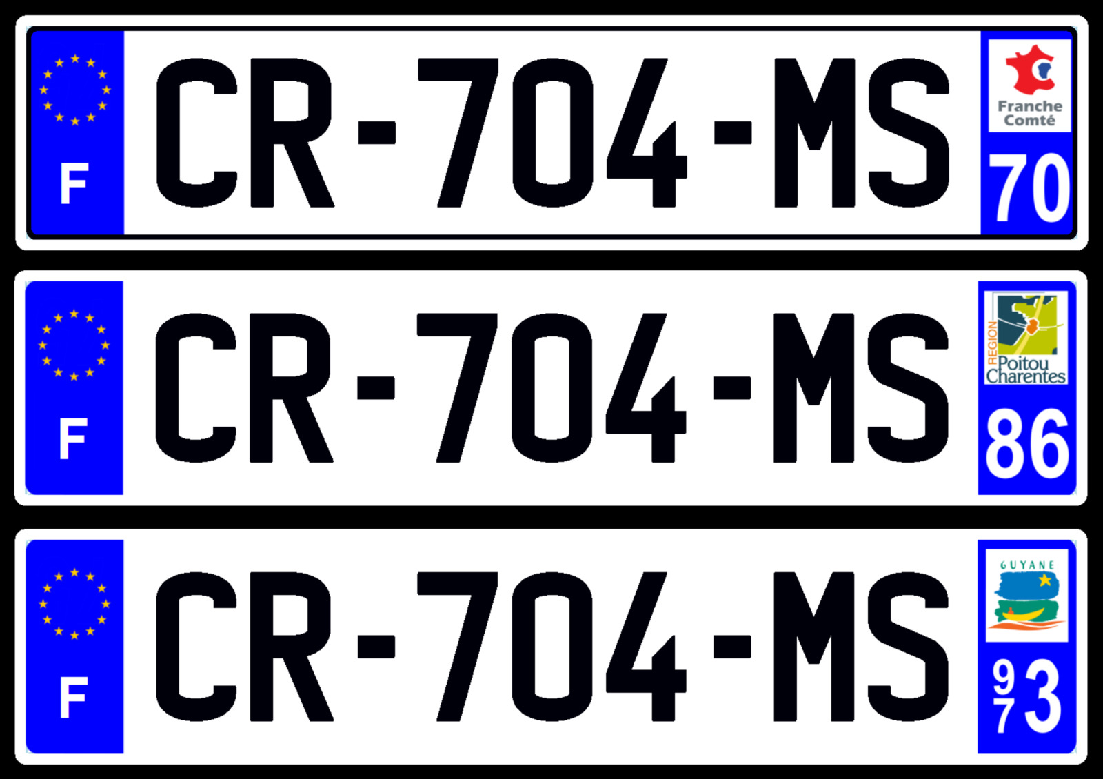 Custom France REFLECTIVE License Plate Tag Reproduction, Many Styles Available