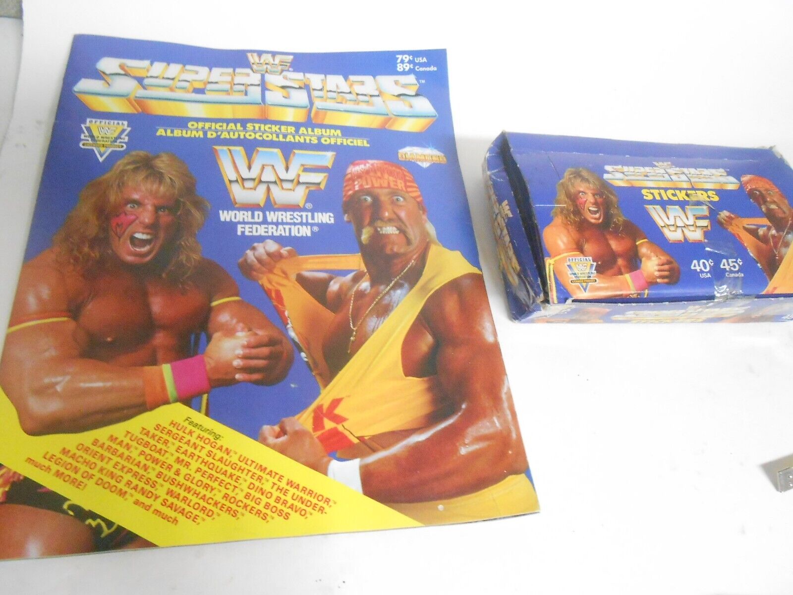DIAMOND STICKER ALBUM BOOK WWF Superstars 1991 Full box stickers 50 pks Hogan