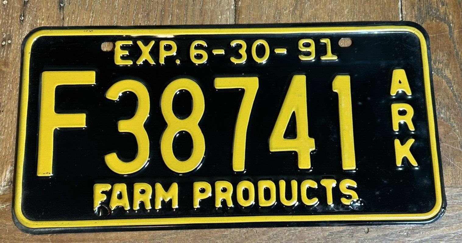 1991 Arkansas Farm Products vehicle License Plate unused steel NICE