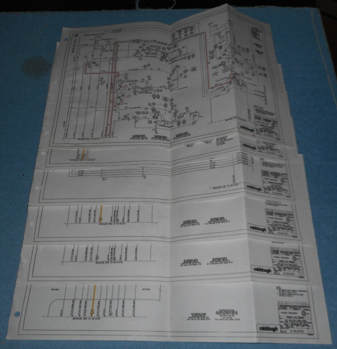 Lot of 6 Middough BP Toledo Oil Refinery Tank Piping & Instrumentation Diagrams