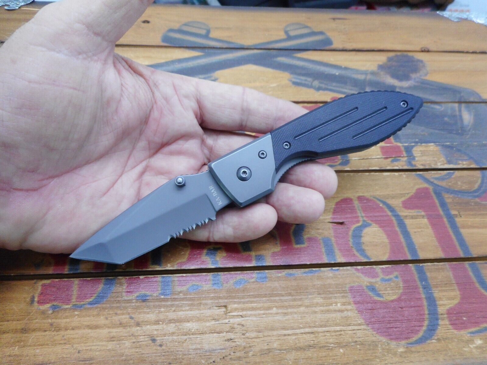 Kabar Warthog Pocket Knife Liner Lock Combo Edge Tanto Blade 3075