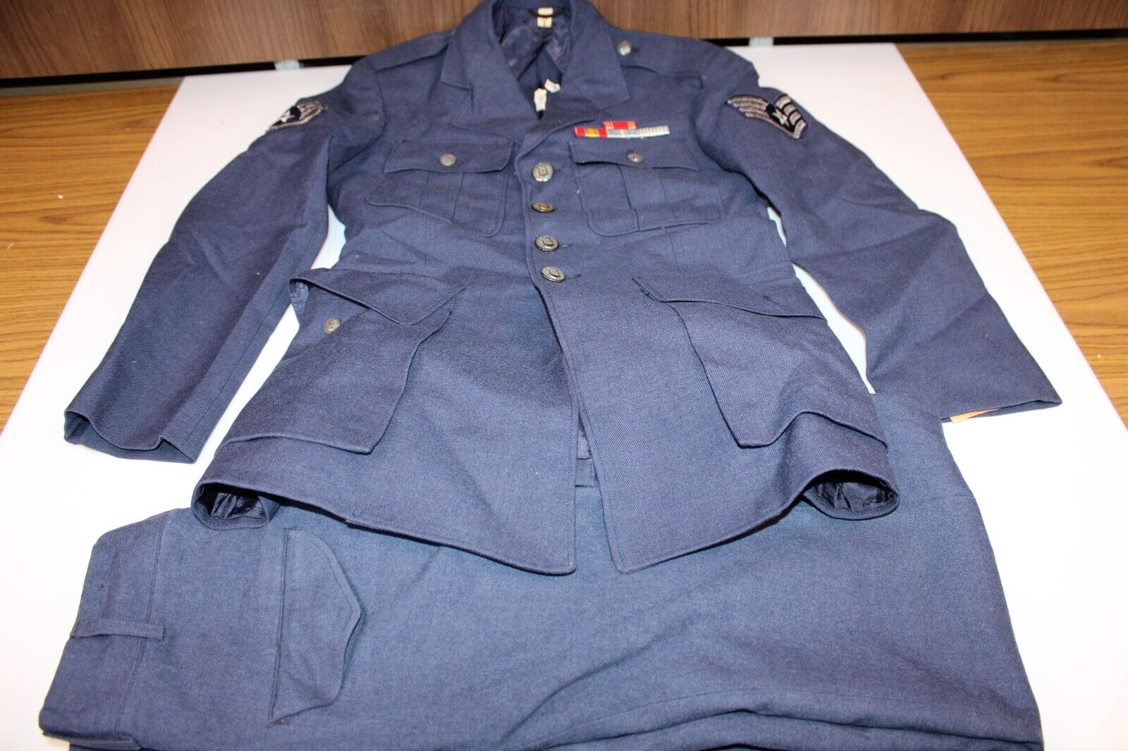USAF 1950\'s JACKET small TROUSERS 28x31p AIR FORCE BLUE 84 WOOL Vintage Set
