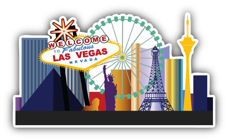 Las Vegas Welcome City Label Car Bumper Sticker Decal 5\'\' x 3\'\'