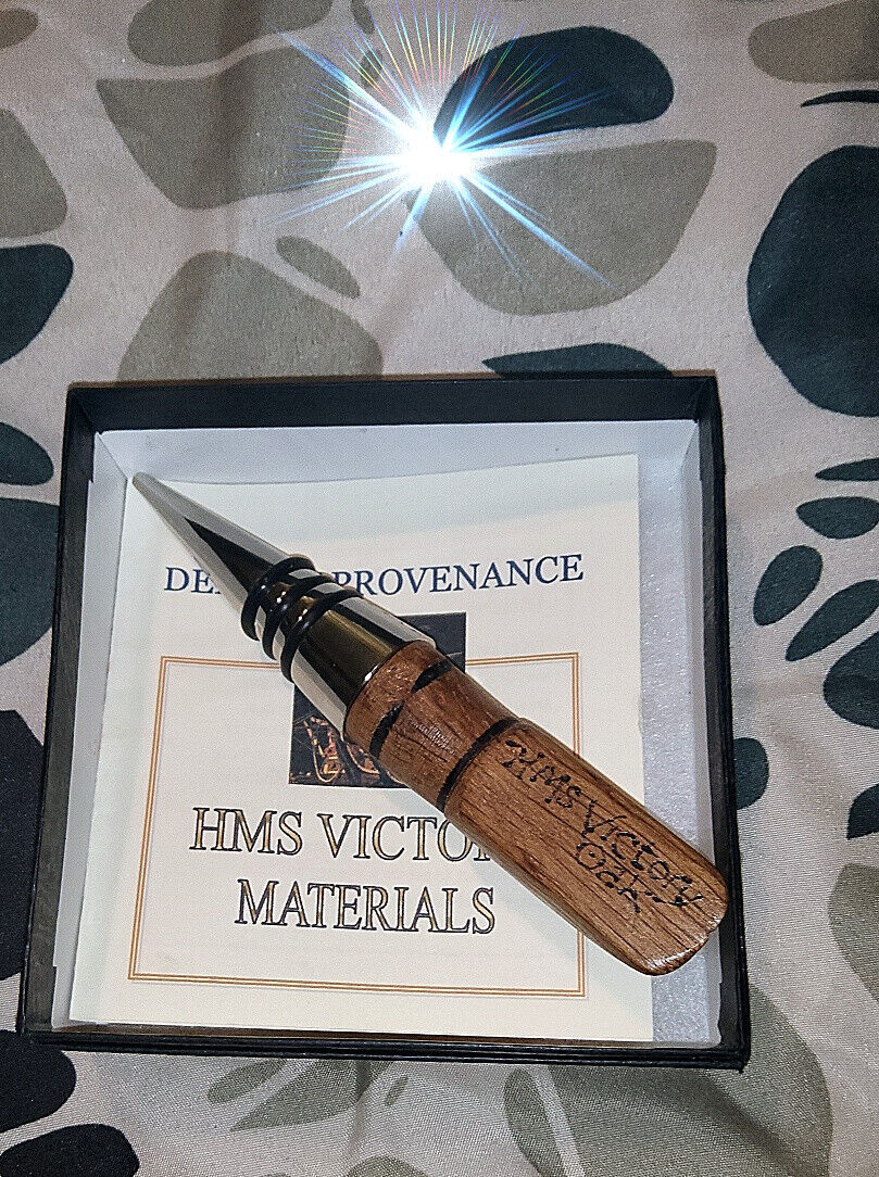 WINESTOPPER WITH OAK HANDLE FROM HMS VICTORY WOOD WITH COA  SEE PHOTO'S 