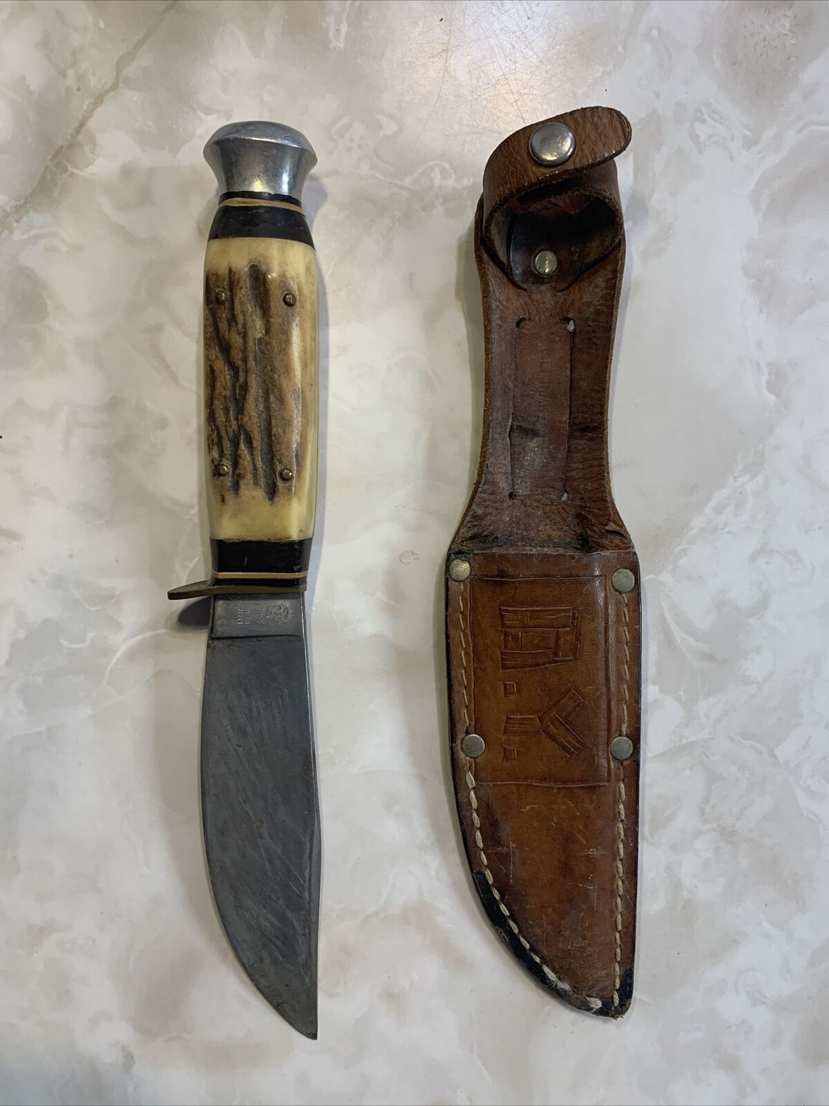 Vintage Anton Wingen JR Othello Fixed Blade Knife Blade Stag Germany VTG (read)