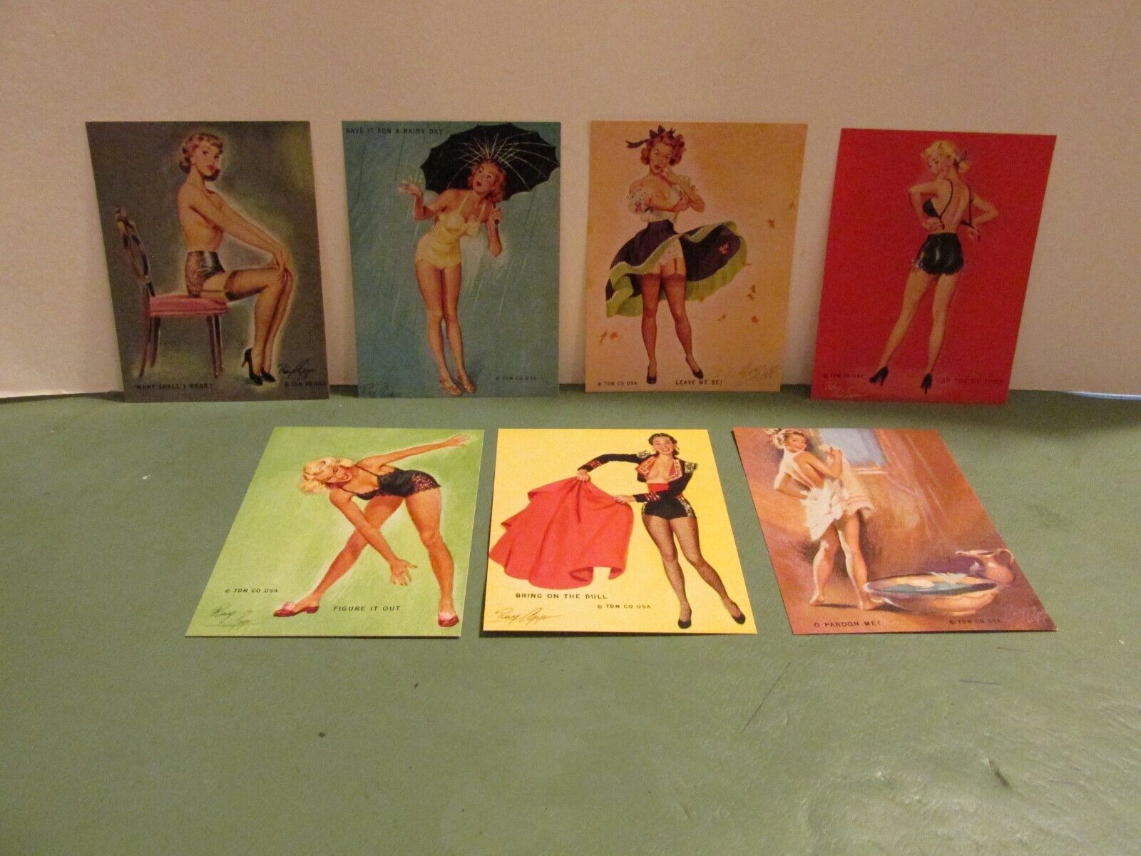 VINTAGE PIN-UP GIRLS - LOT OF 7 PICTURES IN VIBRANT COLOR