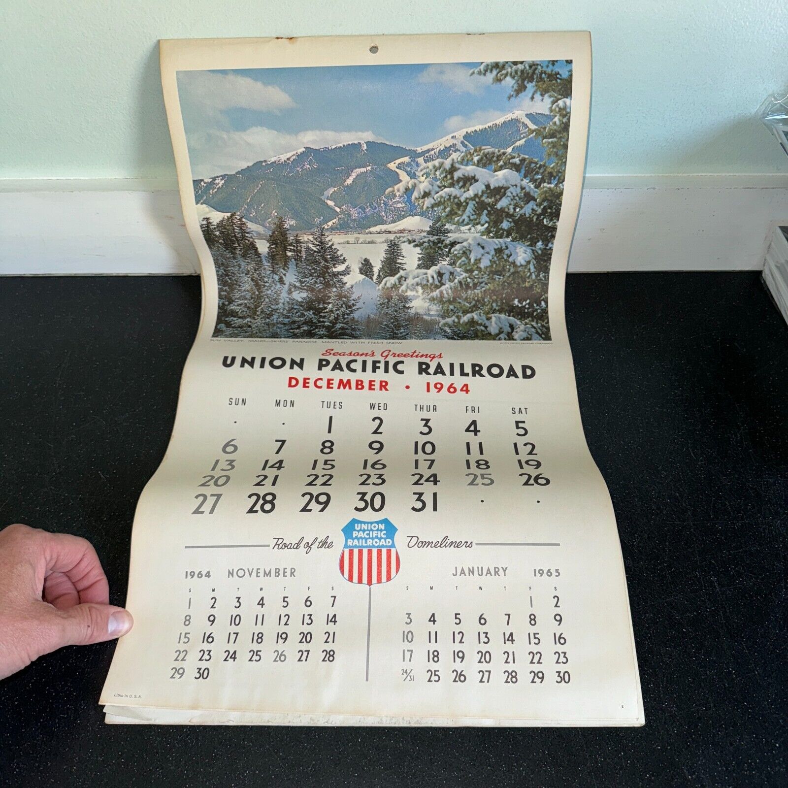 Union Pacific Railroad Calendar 1965 Vintage Advertising Train