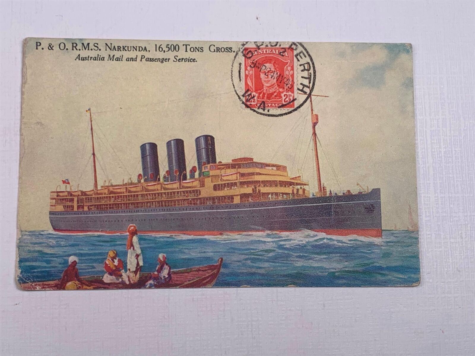 Postcard Ship P & O RMS Narkunda Australia Mail Passenger Service 