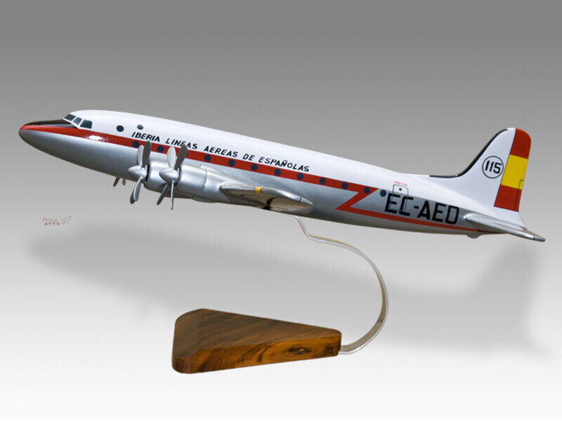 Douglas DC-4 Iberia Solid Kiln Dried Mahogany Wood Handmade Desktop Model