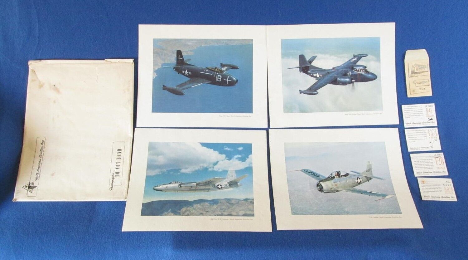 Vintage 1950\'s North American Aviation NAA Prints & Description Cards ~ Lot of 4