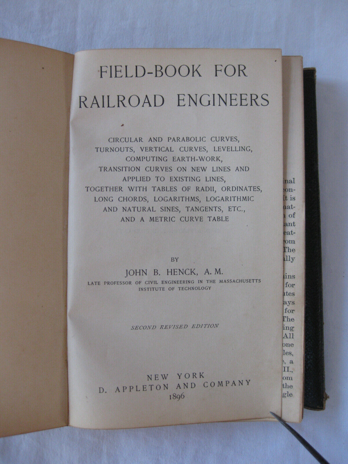 Antique Henck's Field Book for Railroad Engineers Handbook John B. Henck 1886 