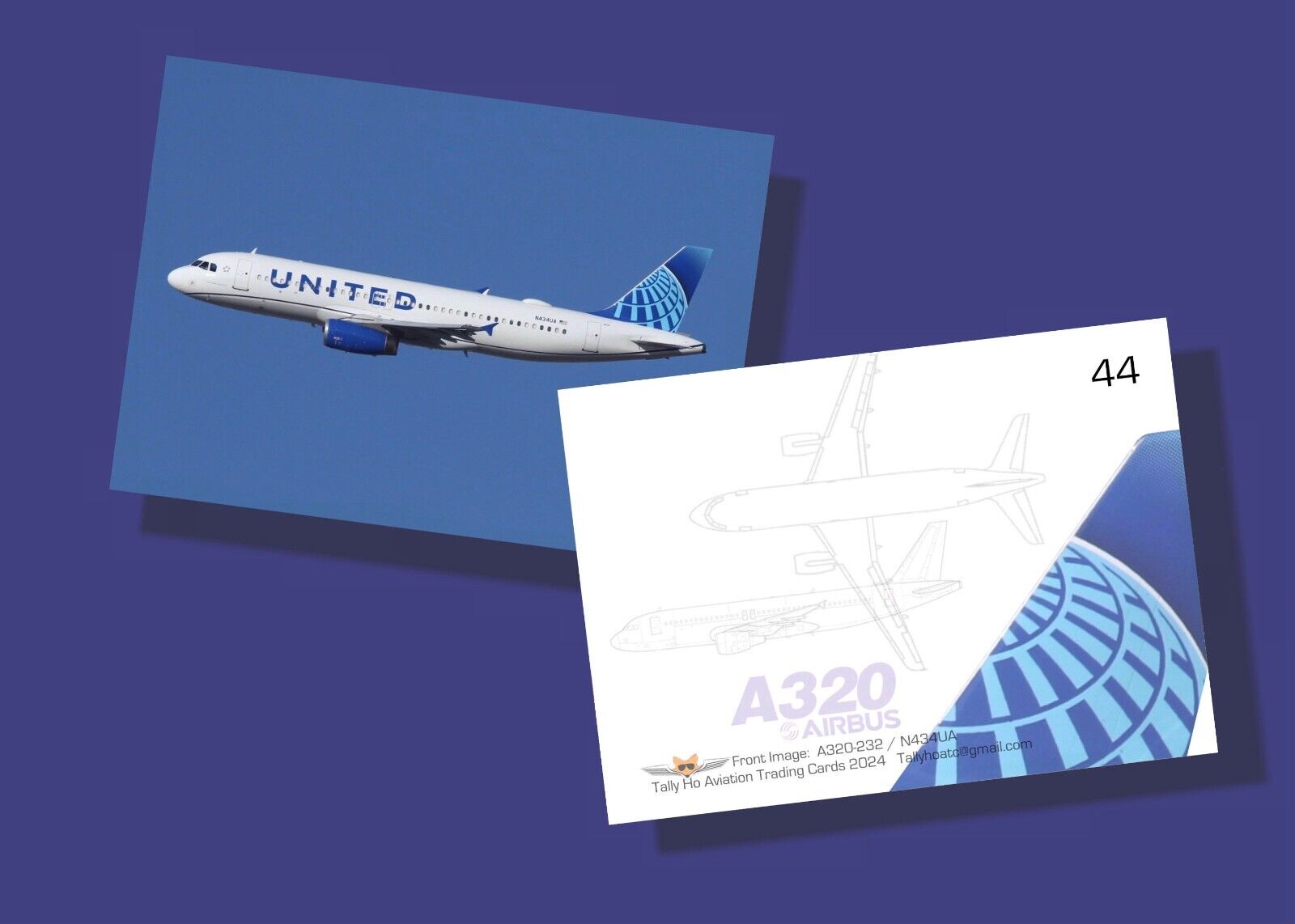 United Airlines Airbus A320 Trading Card Set of 25 - 