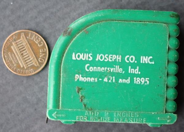 1950-60s Era Connersville Indiana Louis Joseph Company tape measure VERY SCARCE-