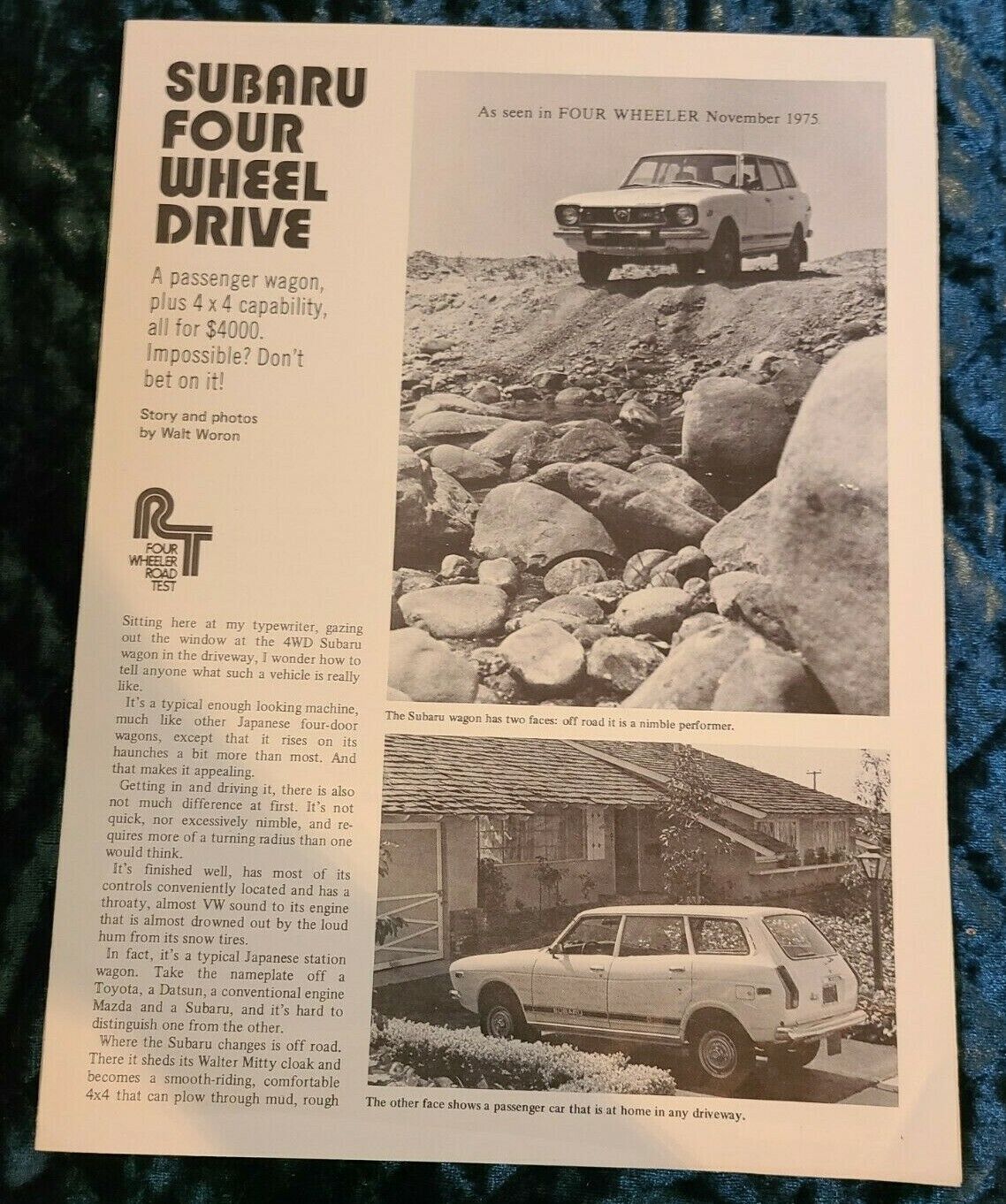 1975 Subaru Four Wheel Drive Dealers Spec Sheet Pamphlet B-A#53