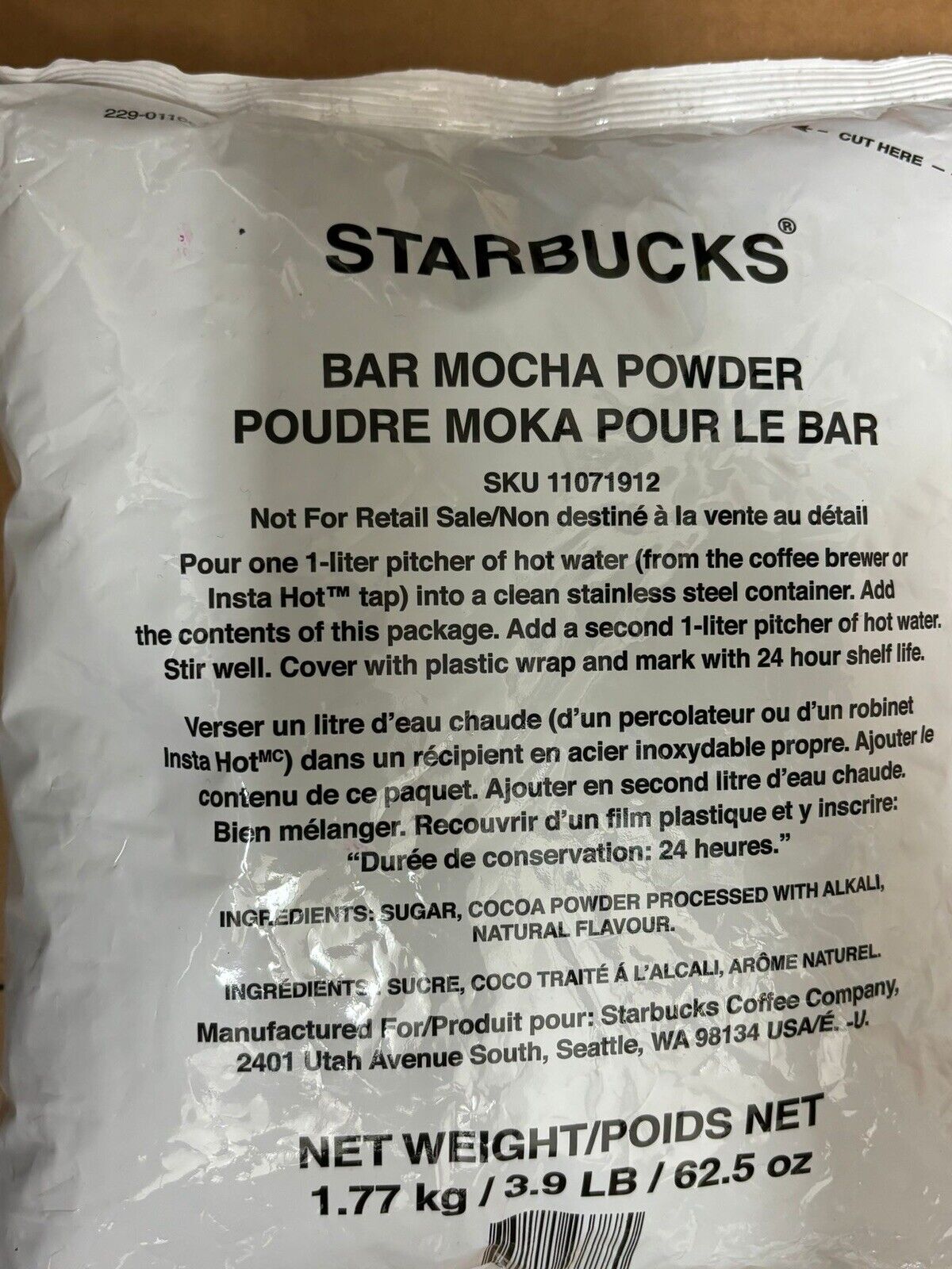 New Starbucks 3.9lb Bar Mocha Powder 1.77 kg Sealed Coffee/Hot Choc