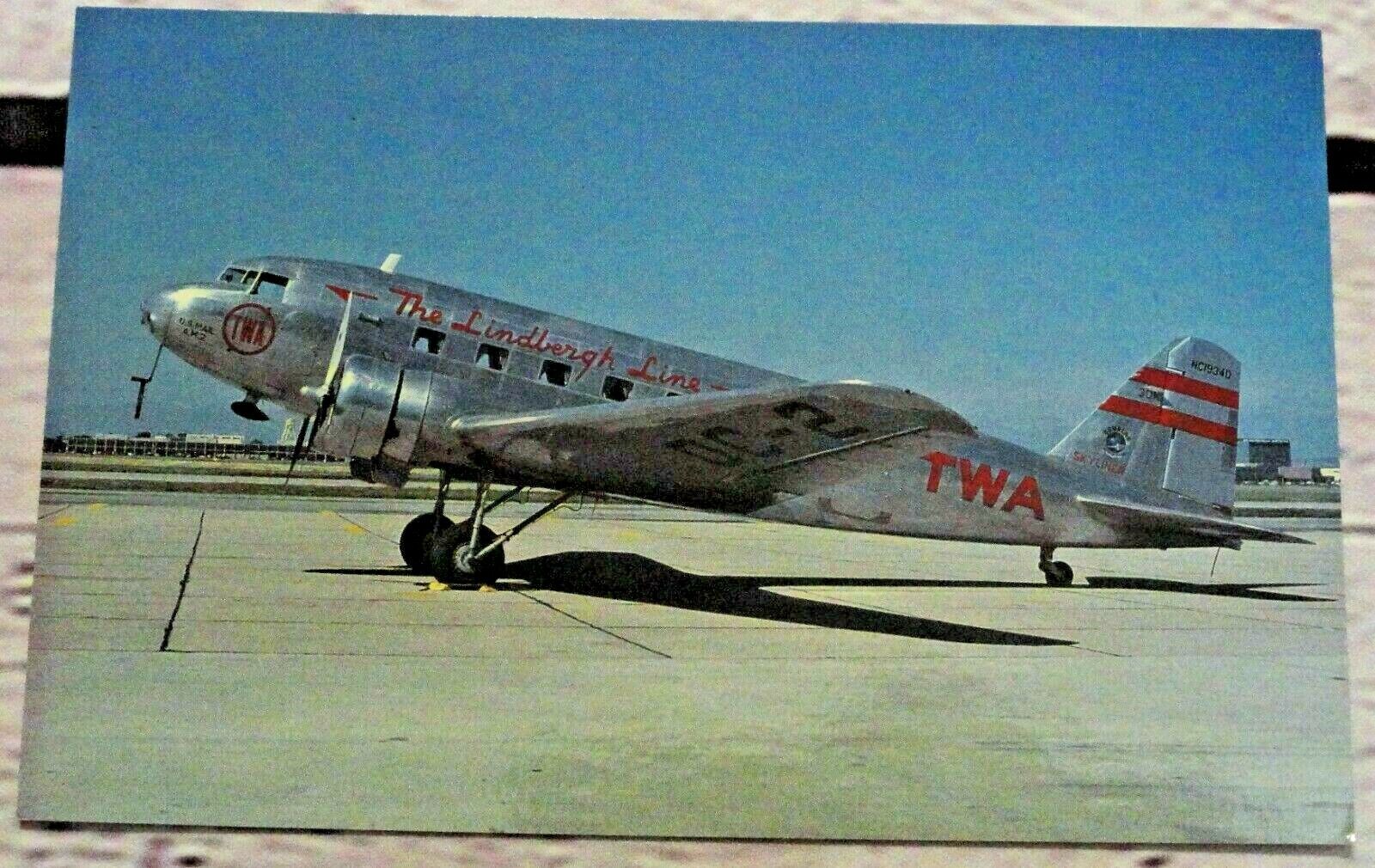  Vintage TWA Airlines Douglas DC-2 Aviation Postcard FC
